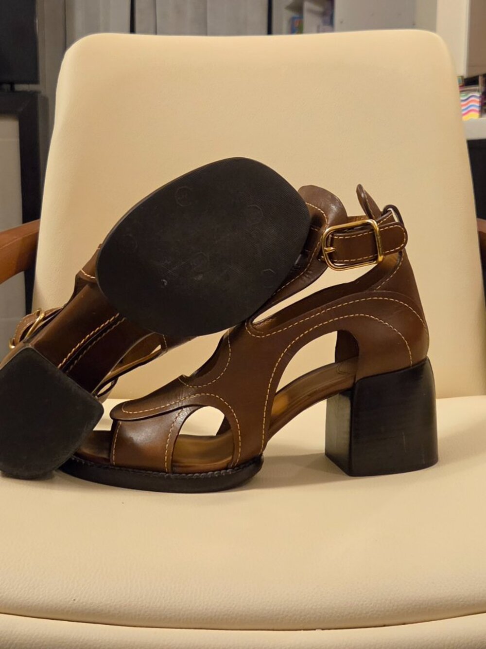 brown leather Chloé Gaile sandals - Picture 11 of 17
